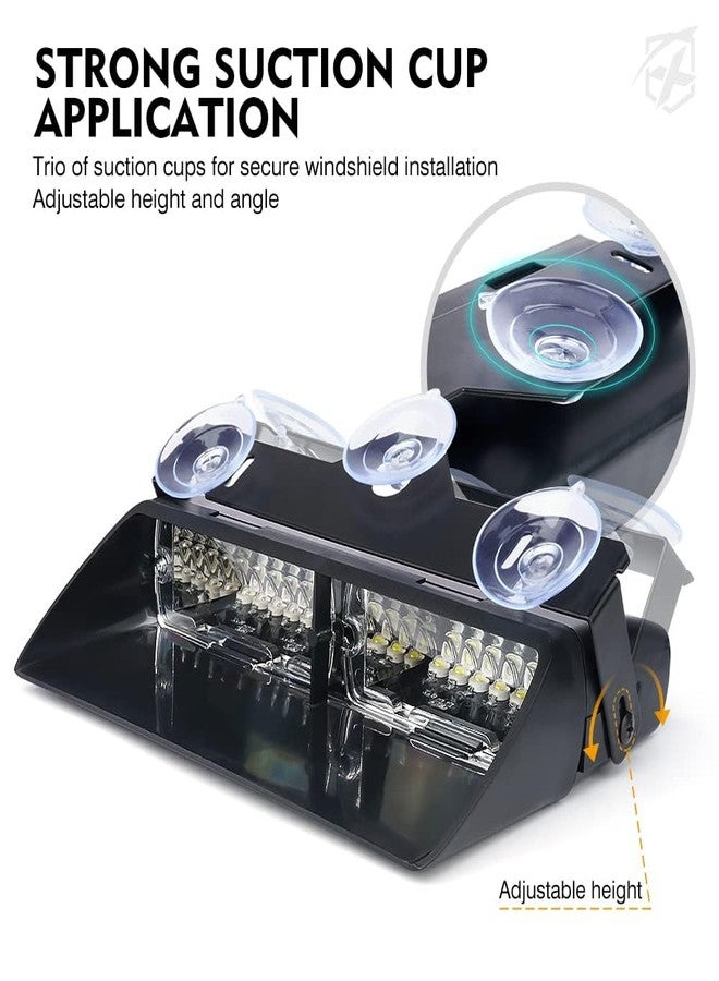 Xprite 2×11 inch High Intensity Red Blue 32 LED Emergency Strobe Dash Lights, Interior Windshield Flashing Police Light w/Suction Cups for Police Law Enforcement POV Vehicles Trucks - Image 4